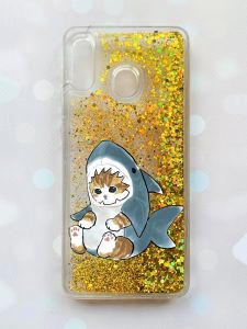 Чохол з плаваючими блискітками для Samsung Galaxy А30 (2019) А305 / A20 Золотий :: Кошеня (принт 120)