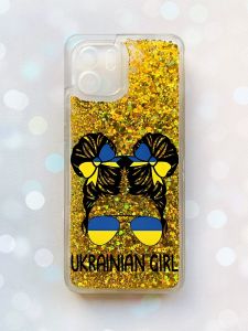 Чохол з плаваючими блискітками на Xiaomi Redmi A1 Золотий :: Українська дівчина (принт 113)