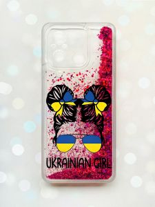 Чохол з плаваючими блискітками на Xiaomi Redmi 12C Рожевий :: Українська дівчина (принт 113)