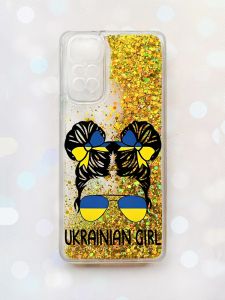 Чохол з плаваючими блискітками на Xiaomi Redmi Note 11 Золотий :: Українська дівчина (принт 113)