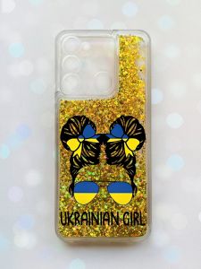 Чохол з плаваючими блискітками на TECNO Spark Go 2022 Золотий :: Українська дівчина (принт 113)