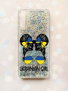 Чохол з плаваючими блискітками на Samsung Galaxy A50 (2019) A505F Срібний :: Українська дівчина (принт 113)