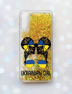 Чохол з плаваючими блискітками на Samsung Galaxy A50 (2019) A505F Золотий :: Українська дівчина (принт 113)