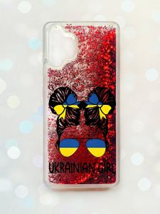 Чохол з плаваючими блискітками Samsung Galaxy A32 Червоний :: Українська дівчина (принт 113)