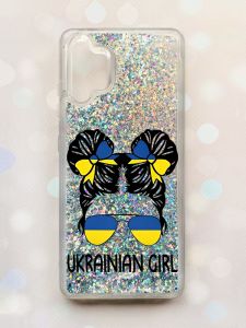 Чохол з плаваючими блискітками Samsung Galaxy A32 Срібний :: Українська дівчина (принт 113)