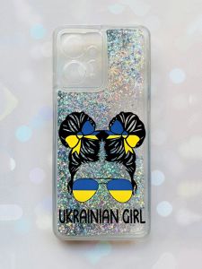 Чохол з плаваючими блискітками Xiaomi Redmi Note 12 4G Срібний :: Українська дівчина (принт 113)