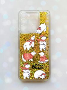 Чохол з плаваючими блискітками на TECNO Spark Go 2022 Золотий :: Ведмедики (принт 145)