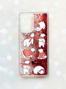 Чохол з плаваючими блискітками на Samsung Galaxy A52 (A525) Червоний :: Ведмедики (принт 145)