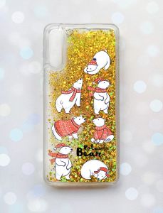 Чохол з плаваючими блискітками на Samsung Galaxy A50 (2019) A505F Золотий :: Ведмедики (принт 145)