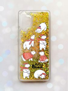 Чохол з плаваючими блискітками Samsung Galaxy A32 Золотий :: Ведмедики (принт 145)