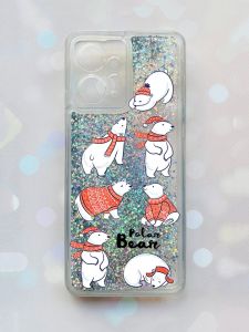 Чохол з плаваючими блискітками Xiaomi Redmi Note 12 4G Срібний :: Ведмедики (принт 145)
