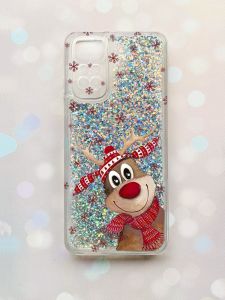 Чохол з плаваючими блискітками на Xiaomi Redmi Note 11 Срібний :: Зимове оленятко (принт 149)