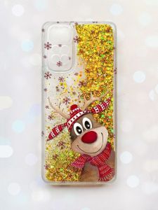 Чохол з плаваючими блискітками на Xiaomi Redmi Note 11 Золотий :: Зимове оленятко (принт 149)