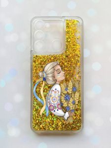 Чохол з плаваючими блискітками на TECNO Spark Go 2022 Золотий :: Українка з колосками (принт 173)