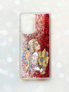 Чохол з плаваючими блискітками на Samsung Galaxy A52 (A525) Червоний :: Українка з колосками (принт 173)