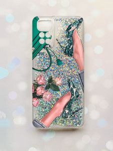 Чохол з плаваючими блискітками на Xiaomi Redmi Note 11 Срібний :: Туфельки і квіти (принт 225)