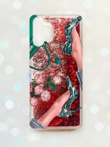 Чохол з плаваючими блискітками Samsung Galaxy A32 Червоний :: Туфельки і квіти (принт 225)