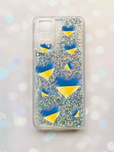 Чохол з плаваючими блискітками на Xiaomi Redmi Note 11 Срібний :: Сердечка. Україна (принт 258)