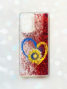 Чохол з плаваючими блискітками на Samsung Galaxy A52 (A525) Червоний :: Серце з соняхом (принт 260)