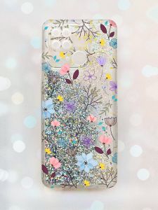 Чохол з плаваючими блискітками на Xiaomi Redmi 10С Срібний :: Квітковий фон (принт 267)