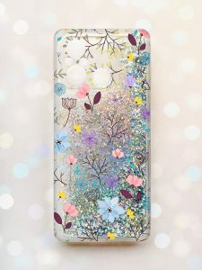 Чохол з плаваючими блискітками на Xiaomi Redmi 12C Срібний :: Квітковий фон (принт 267)