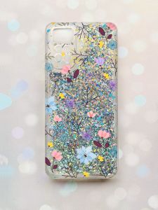 Чохол з плаваючими блискітками на Xiaomi Redmi Note 11 Срібний :: Квітковий фон (принт 267)