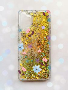 Чохол з плаваючими блискітками Samsung Galaxy A32 Золотий :: Квітковий фон (принт 267)