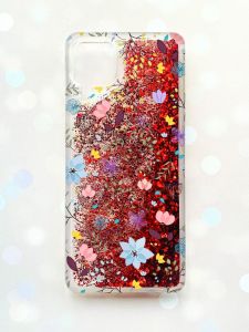 Чохол з плаваючими блискітками Samsung Galaxy A12 Червоний :: Квітковий фон (принт 267)