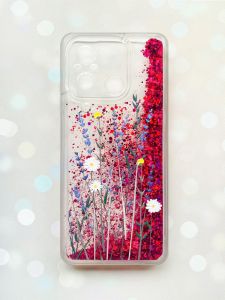 Чохол з плаваючими блискітками на Xiaomi Redmi 12C Рожевий :: Польові квіти (принт 270)