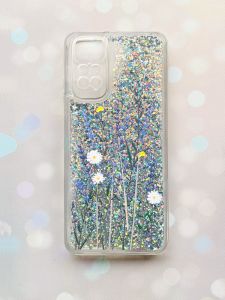 Чохол з плаваючими блискітками на Xiaomi Redmi Note 11 Срібний :: Польові квіти (принт 270)