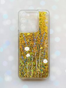 Чохол з плаваючими блискітками на TECNO Spark Go 2022 Золотий :: Польові квіти (принт 270)