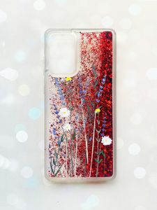 Чохол з плаваючими блискітками на Samsung Galaxy A52 (A525) Червоний :: Польові квіти (принт 270)