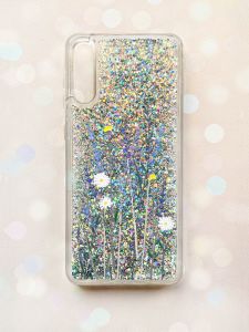 Чохол з плаваючими блискітками на Samsung Galaxy A50 (2019) A505F Срібний :: Польові квіти (принт 270)