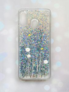 Чохол з плаваючими блискітками на Samsung Galaxy А30(2019) А305/A20 Срібний :: Польові квіти (принт 270)