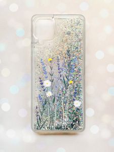 Чохол з плаваючими блискітками Samsung Galaxy A12 Срібний :: Польові квіти (принт 270)