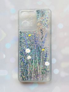 Чохол з плаваючими блискітками Xiaomi Redmi Note 12 4G Срібний :: Польові квіти (принт 270)