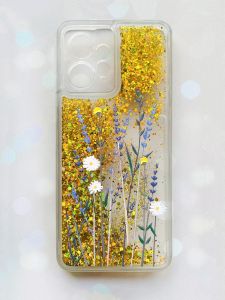 Чохол з плаваючими блискітками Xiaomi Redmi Note 12 4G Золотий :: Польові квіти (принт 270)