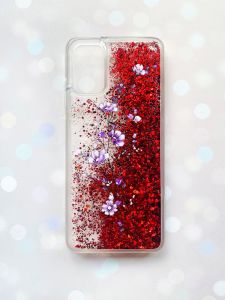 Чохол з плаваючими блискітками для Samsung Galaxy A03s (A037) Червоний :: Гілочка квітів (принт 278)