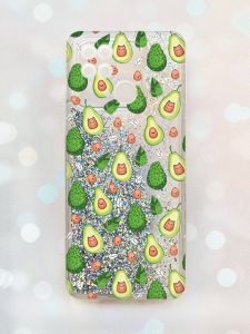 Чохол з плаваючими блискітками на Xiaomi Redmi 10С Срібний :: Авокадо з котиками (принт 301)