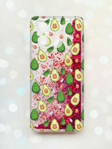 Чохол з плаваючими блискітками на Xiaomi Redmi 12C Рожевий :: Авокадо з котиками (принт 301)