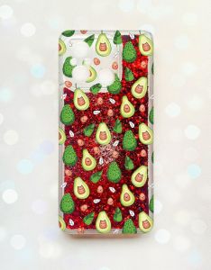 Чохол з плаваючими блискітками на Xiaomi Redmi 12C Червоний :: Авокадо з котиками (принт 301)