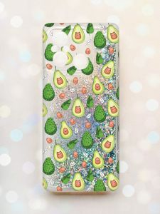 Чохол з плаваючими блискітками на Xiaomi Redmi 12C Срібний :: Авокадо з котиками (принт 301)