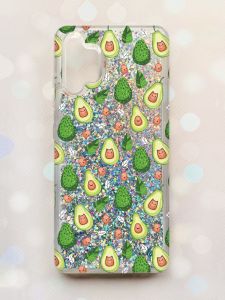 Чохол з плаваючими блискітками Samsung Galaxy A32 Срібний :: Авокадо з котиками (принт 301)