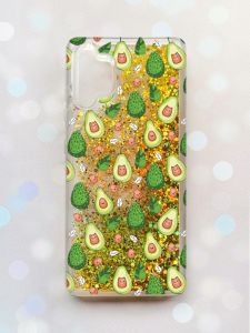 Чохол з плаваючими блискітками Samsung Galaxy A32 Золотий :: Авокадо з котиками (принт 301)