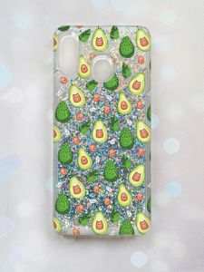 Чохол з плаваючими блискітками на Samsung Galaxy А30(2019) А305/A20 Срібний :: Авокадо з котиками (принт 301)