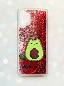 Чохол з плаваючими блискітками Samsung Galaxy A32 Червоний :: Котик Авокадо (принт 306)