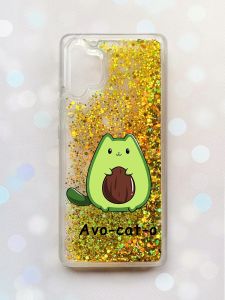 Чохол з плаваючими блискітками Samsung Galaxy A32 Золотий :: Котик Авокадо (принт 306)