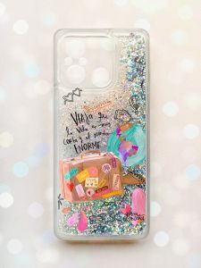 Чохол з плаваючими блискітками на Xiaomi Redmi 12C Срібний :: Настрій подорожувати (принт 329)