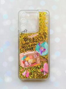 Чохол з плаваючими блискітками на TECNO Spark Go 2022 Золотий :: Настрій подорожувати (принт 329)