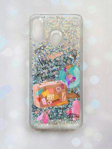 Чохол з плаваючими блискітками на Samsung Galaxy А30(2019) А305/A20 Срібний :: Настрій подорожувати (принт 329)